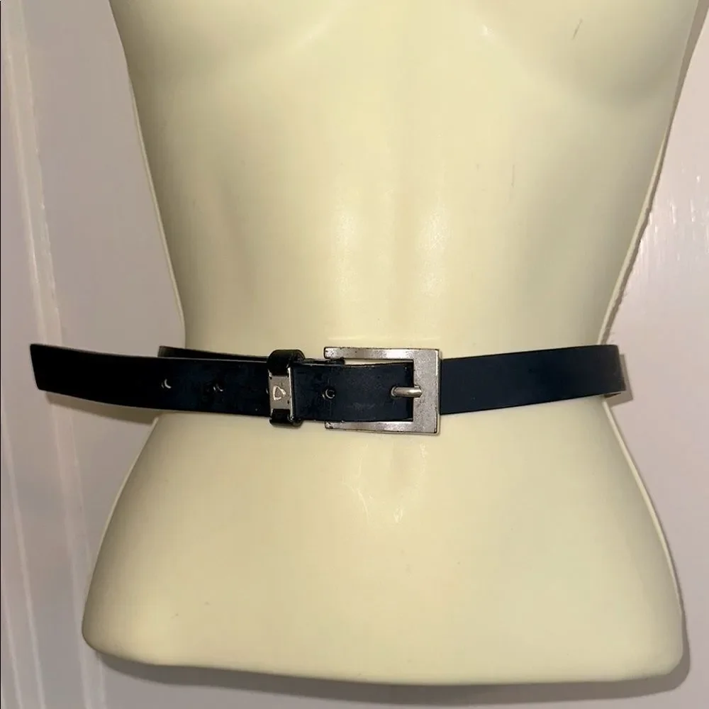 Vintage Liz Claiborne Dark Navy Blue (Almost Black) Bonded Leather‎ Belt